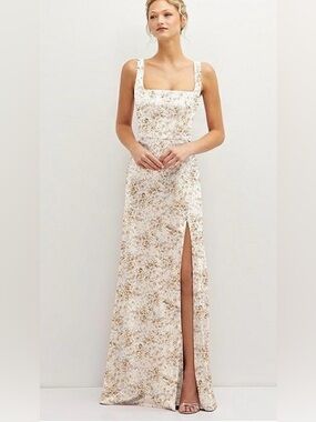 Dessy Group Square-Neck Bridesmaids Dress — Golden Hour